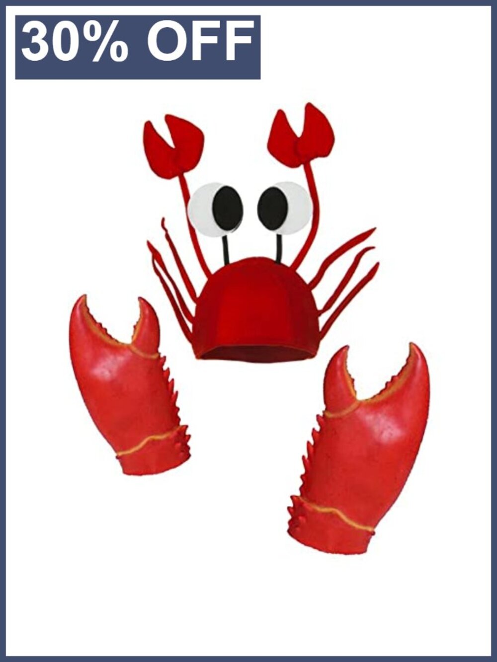 Novelty Crab Hat & Latex Claw Gloves Set Costume Accessory